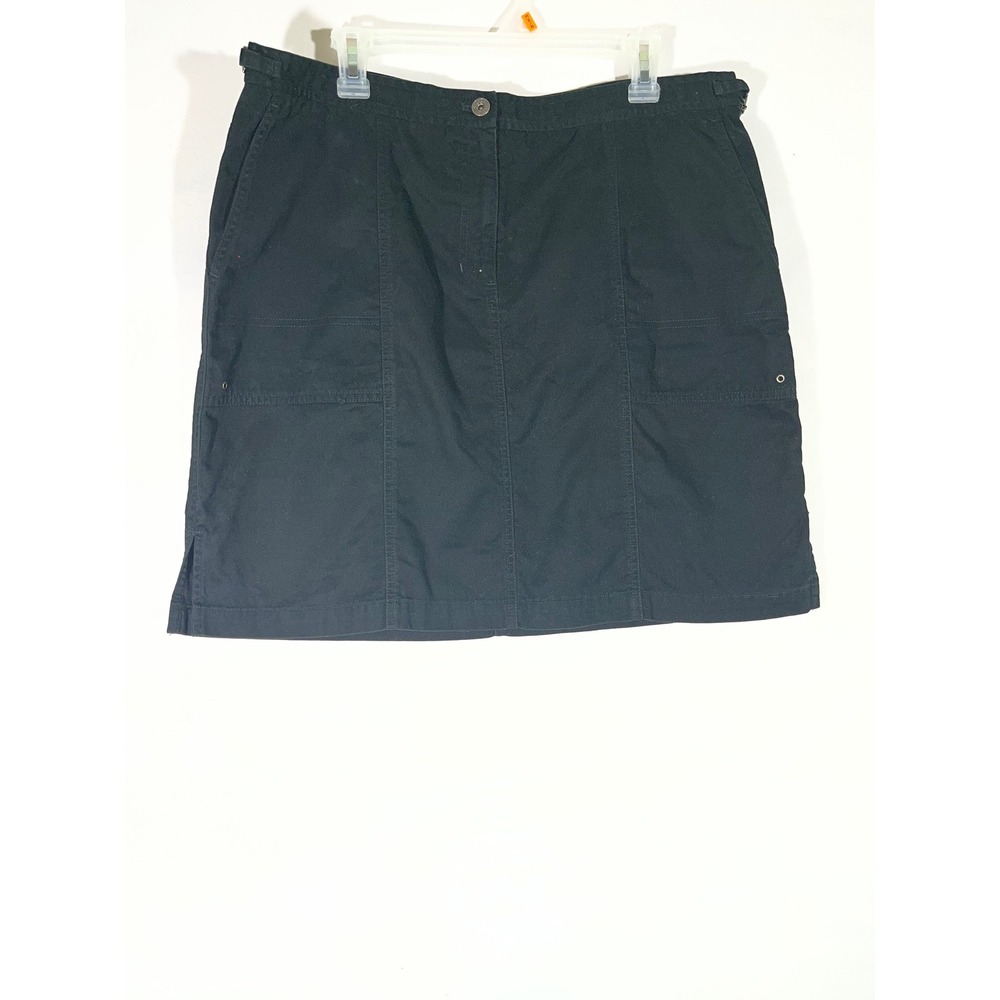 Lauren‎ Ralph Lauren Cargo Utility Mini Skirt Women 16 Black Cotton Side Buckles